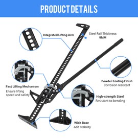 PioneerWorks High Lift Farm Jacks, 60 Inch Utility Ratcheting Off Road Jack, Heavy Duty 3 Ton (6600 Lb) Capacity Farm Jack for Tractor Truck Car, Black