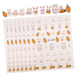 ABOOFAN 10 Sheets Rabbit Nail Art Stickers Easter Bunny Patterns Press Nails Decor