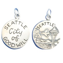 Charm - Sterling Silver - Jewelry - Pendant - Seattle Washington City of Goodwill Space Needle