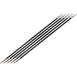 KnitPro 15 cm x 2.25 mm Karbonz Double Pointed Needles, Black and Silver
