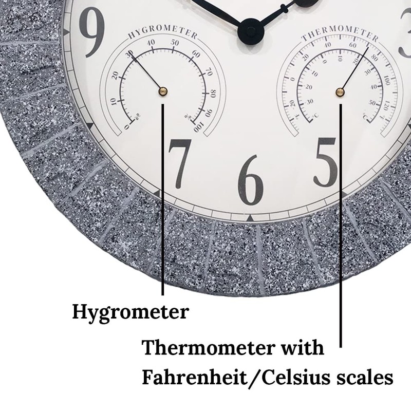 Presentime & Co Sandstone Outdoor Clock with Thermometer & Hygrometer