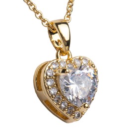 LuckyLy Collar para Mujer de Corazón con Cristal y Zirconia Cúbica, Baño de Oro 14k – Ideal como Regalo para Mujer de Aniversario y Novia, Modelo Adora