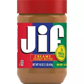 Jif Creamy Peanut Butter, 16 Ounces, 7g of Protein (Pack of 12)