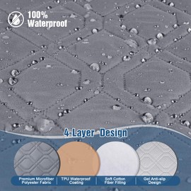 TAOCOCO Waterproof Recliner Chair Cover, Non Slip Armchair Covers for Recliner Chair with Pocket, Washable Recliner Sofa Cover Furniture Protector for Kids, Pets(1 Seater Middle (22"), Light Grey)