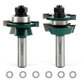 Knoweasy Shaker Style Rail and Stile Router Bit Set with 1/2 Inch Shank, Professional Carbide Tongue and Groove Cutters for Cabinet Doors and Woodworking Projects, Includes Matching Profile Bits