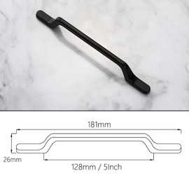 Fanruier Cabinet Handles Black Matt Suitable for Cupboards, Drawers, Shoe Racks, Wardrobe Handles (10, 128mm)