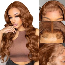 Real Hair Wig, 13 x 4 Brown HD Lace Front Wig, 100% Human Hair Wig, #4 Wig for Women with Baby Hair, Brown Lace Wig, Human Hair, 18 Inches