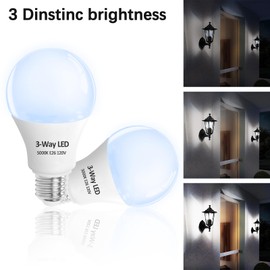 Wiyifada 3 Way LED Light Bulbs 4 Pack, 3 Way Light Bulbs 30 70 100 Daylight White 5000K,E26 Medium Base A19 Three Way Light Bulb, Indoor 3way Bulb for Reading