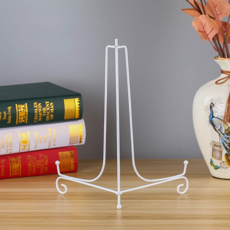 (2 Pack) 12" Iron Large Plate Stand, White Iron Easel