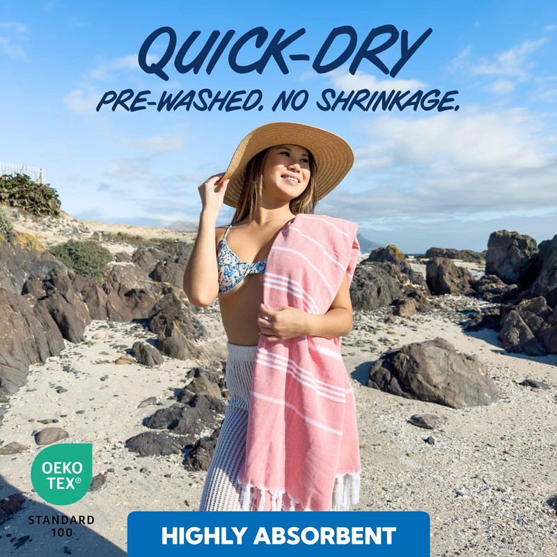 SUN NINJA Turkish Beach Towel, Quick Dry Sand Free Beach