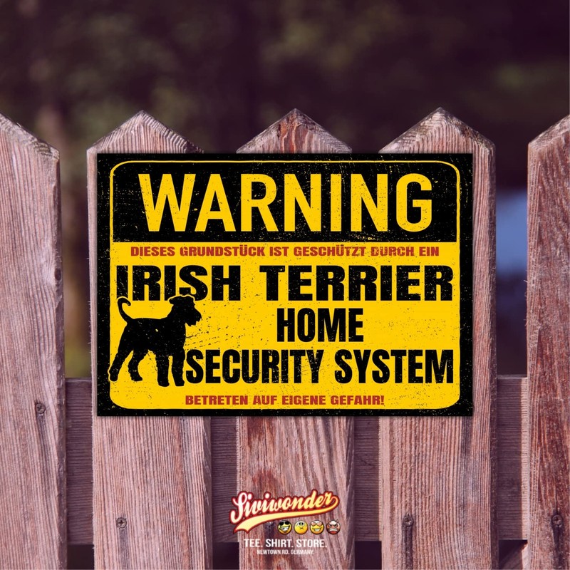 Irish Terrier Sign Warning Security System Door Sign Dog Sign