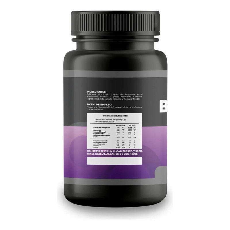 Biotina 10,000 Mcg Con Colágeno, Ácido Hialurónico, Magnesio 30 Cápsulas