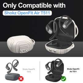 POZCIS for Shokz OpenFit Air Open-Ear True Wireless Earbuds Case Cover, Soft Silicone Protective Earbuds Case, Only Compatible with Shokz OpenFit Air Open-Ear Headphones with Carabiner(White)