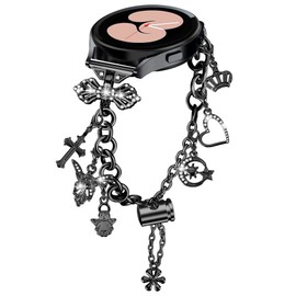 FitTurn Bling Watch Band Intended for Hero Band III Donerton, Popglory, CanMixs P22 & Motast Mugu Chalyh P36A P36B, AGPTEK LW31 Smart watch-Bling Metal Strap Jewelry Bangle Wrist Strap Bracelet Rhinestone Accessories (Black)