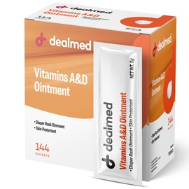 Dealmed A&D Ointment | Diaper Rash Cream for Baby with Vitamins A & D | Moisturizing Skin Protectant | Soothes and Nourishes | Healing Ointment for Dry and Cracked Skin (144 Packets/Box, Case of 6)