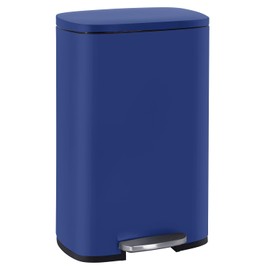 FDW | 13 Gallon Trash Can with Lid | Deep Blue | Fingerprint-Proof | Made of Brushed Stainless Steel | Soft-Close Step Pedal | Hands-Free Use | Easy to Clean | for Kitchen, Office, Bathroom