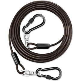 Heavy Duty Dog Tie Out Cable for Outside,10FT Dog Runner Cable with Swivel Hook up to 300lbs,Small-Large Dogs Leash&Chains for Yard,Rust Proof Dogs Lead Line for Outdoor Camping (Black, 10FT)
