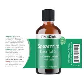 Viva Doria Spearmint Essential Oil, 100% Pure, Natural Spearmint Essential Oil, Undiluted, for Aromatherapy | Food Grade, 118 mL (4 Fluid Ounce)