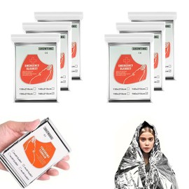 Camping Emergency Blankets, 210 * 160cm Survival Thermal Blanket for Hiking Backpacking Adventure and Travel(6 Packs)
