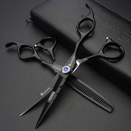SHARONDS 6 Inch 440C High Hardness Stainless Steel Hair Scissors Hair Salon Hair Stylist Cutting Thinning Tool Barber Special (scissors set) (6 inch 2pc-A)