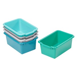 ECR4Kids Scoop Front Storage Bin, Multipurpose Organization, Contemporary, 5-Piece