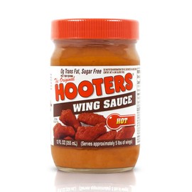 The Original Hooters Hot Wing Sauce - Spicy & Robust Flavor - Ideal for for Grilling, Chicken Wings, Ribs, Chops, Shrimp, Seafood & Dips - 12 fl oz