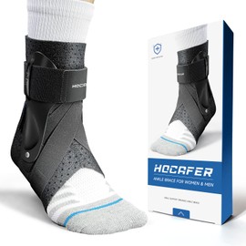 Hocafer Ankle Brace for Women & Men - Ankle Support Sprained Ankle Brace for Achilles,Tendon,Sprain,Injury Recovery,Ankle Support Brace for Running, Basketball, Football (Black,S,Right)