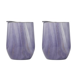 Cambridge Purple 2 Pack of 12 oz Geode Decal Stainless Steel Wine Tumblers, 0