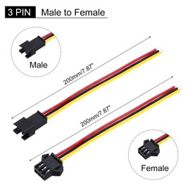 sourcing map Male to Female 3Pin Breadboard Jumper Wire 2.54mm Pitch Ribbon Cable 20cm Long Electronics Breadboard Ribbon Cables for Breadboard Electronic Projects Pack of 10
