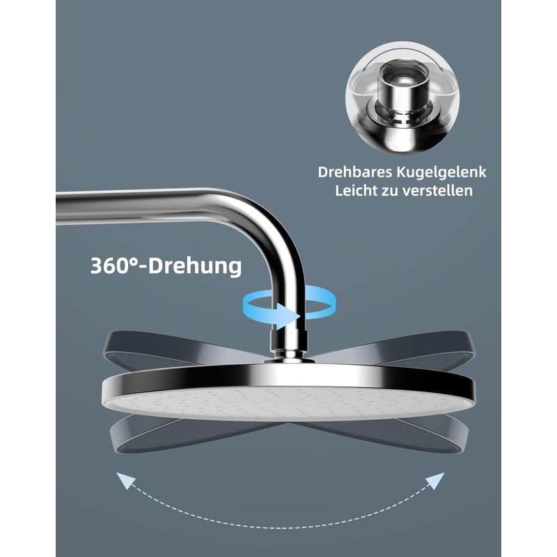 Hibbent Self-Cleaning Rain Shower Head, Fixed Shower Head, Rain Shower,