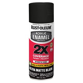 Rust-Oleum 372699 Acrylic Enamel 2X Spray Paint, 12 oz, Ultra Matte Black (Pack of 1)