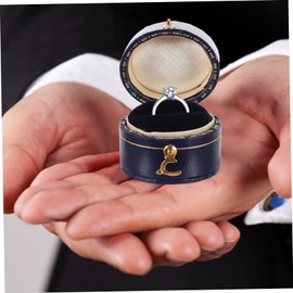 LIFKOME 1pc Box Vintage Jewelry Box Jewelry Holder Portable Jewelry Case Ring Boxes for Jewelry Mini Jewelry Stand Portable Jewelry Organizer Bulk Items for Leather Paper Blue