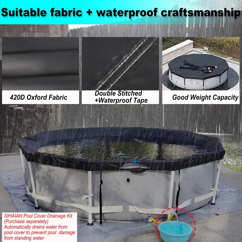 SIHAIAN 8 Ft Pool Cover 420D Round Above Ground Pool