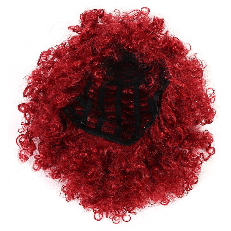 Curly Wavy Wigs Women Female Synthetic Hair Burgundy Wigs for