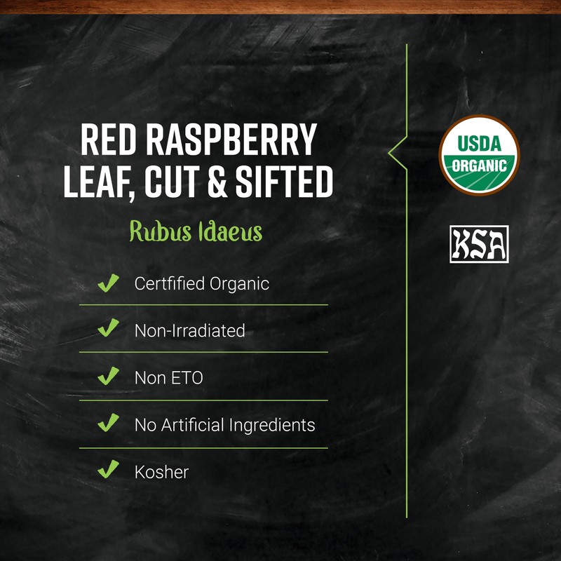 Frontier Organic Red Raspberry Leaf Herbal Supplement, 1-Pound, Certified Organic,