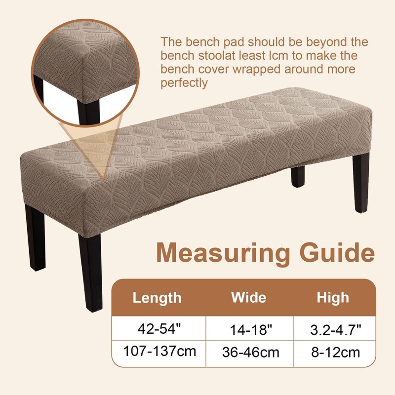 Genina Waterproof Dining Room Bench Covers, Stretch Jacquard Bench Seat