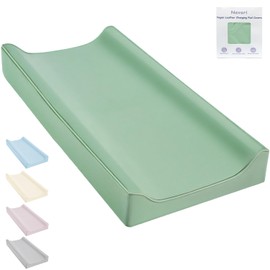 Vegan Leather Changing Pad Cover - 31"X 16" - Waterproof Wipeable, Extra Thick & Portable & Non-Slip Diaper Mat - Fits Standard Changing Tables for Baby Boy Girl (Green)