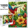 coastal rose Stained Glass 1000 Piece Puzzle for Hummingbird in