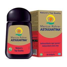 Marcus Rohrer Astaxantina, Integratore Alimentare Antiossidante, Protezione da Sole, Raggi UV, Invecchiamento Pelle e Occhi, Stress Ossidativo, 30 Softgel