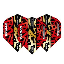 RED DRAGON Hardcore Gerwyn Price Red and Gold Premium Standard Dart Flights - 3 Sets Per Pack (9 Dart Flights in Total)