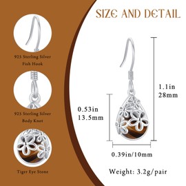 Daisy Earrings for Women 925 Sterling Silver Moonstone Earrings Larimar Tiger Eye Flowers Daisy Earrings Hypoallergenic Elegance Daisy Jewelry Gift for Girls Mother's Day, Sterling Silver