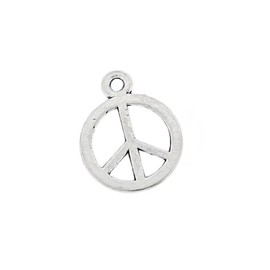 Bohemian Findings 20 Peace Sign Charms Antique Silver Tone 2 Sided - SC4452