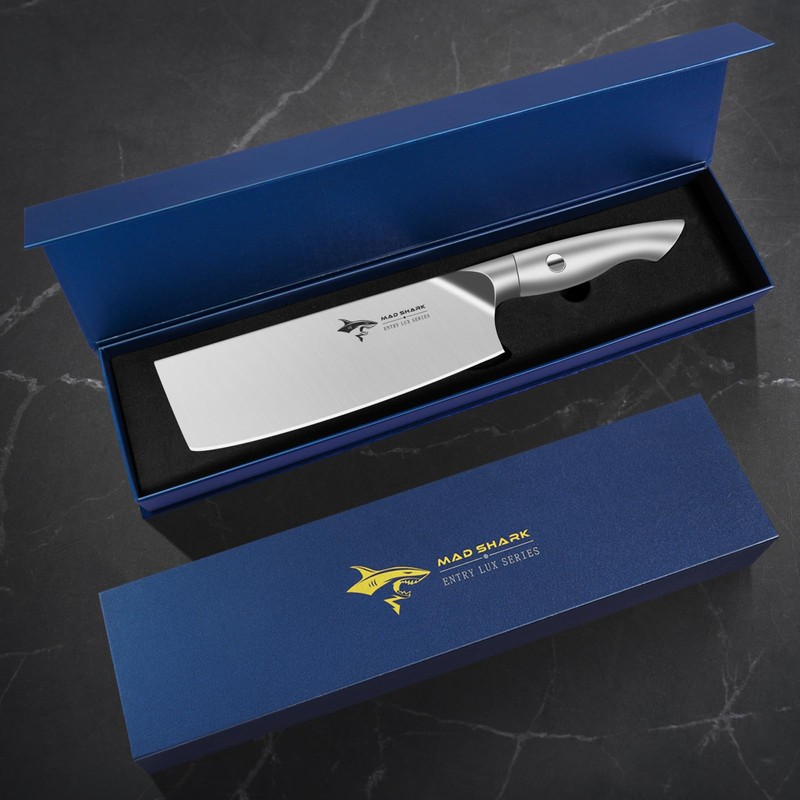 MAD SHARK 7 Inch Nakiri Knife, Ultra Sharp German Stainless