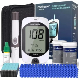 Metene NEW Metene TD-4116 Blood Glucose Monitor/ 100 Strips 100 Lancets / Complete 2026