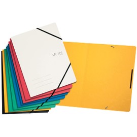 VON Leitz 30112099 Pack of 10 A4 Folder with Elastic Band, with Modern Von Print, for School and Home, Multicoloured, Pack of 10