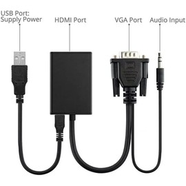 PREMIUM QUALITY VGA to HDMI Adapter VGA male To HDMI female Converter Projector With 3.5mm Audio Jack Full HD 1080p Audio Video Output For TV, Computer, Desktop, Laptop, PC, and Monitor