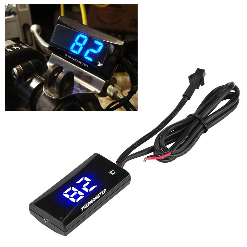 KIMISS Motorcycle Digital Water Thermometer Gauge Blue Light