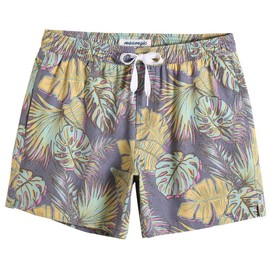 MaaMgic Men's Swimming Shorts, Vintage Retro Board Shorts, Quick-Drying with Mesh Lining and Adjustable Drawstring, Reusable - Grey leaves Flowers, size: s
