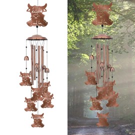Wind Chimes Outdoor Metal Wind Chimes for Home Lawn Porch Patio Garden Decor for Women Men Mom Grandma Wife Unique Memorial Gift (Highland Cow)