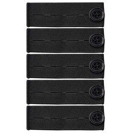 BlingKingdom 5pcs Adjustable Elastic Button Extender Waist Extenders Waistband for Jeans Pants Trousers - Black
